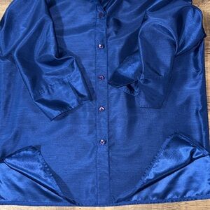 DRAPERS&DAMONS Navy Blue Satin Polyester women shirt.